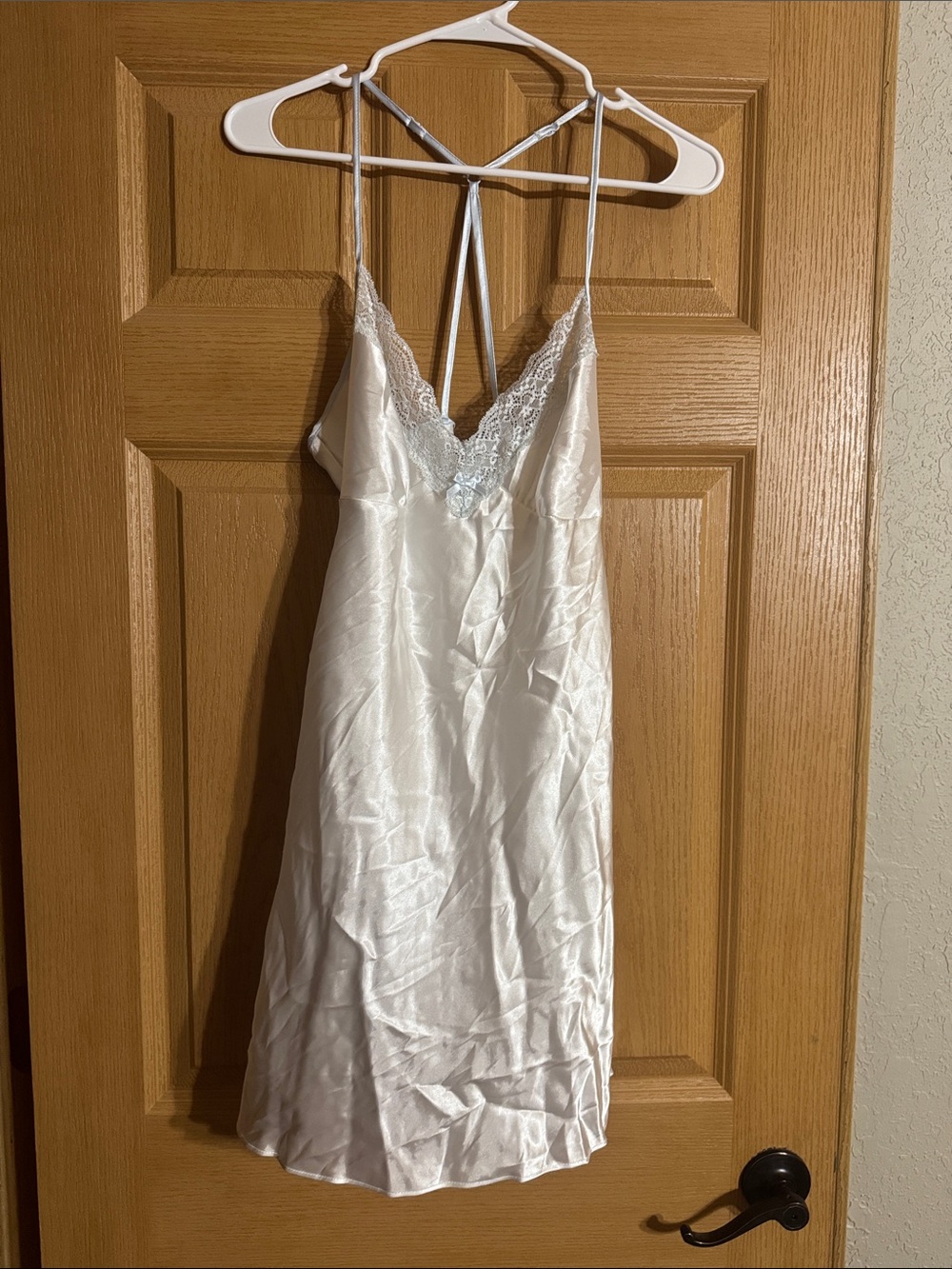 Linea Donatella White Satin Lace-Trim Slip